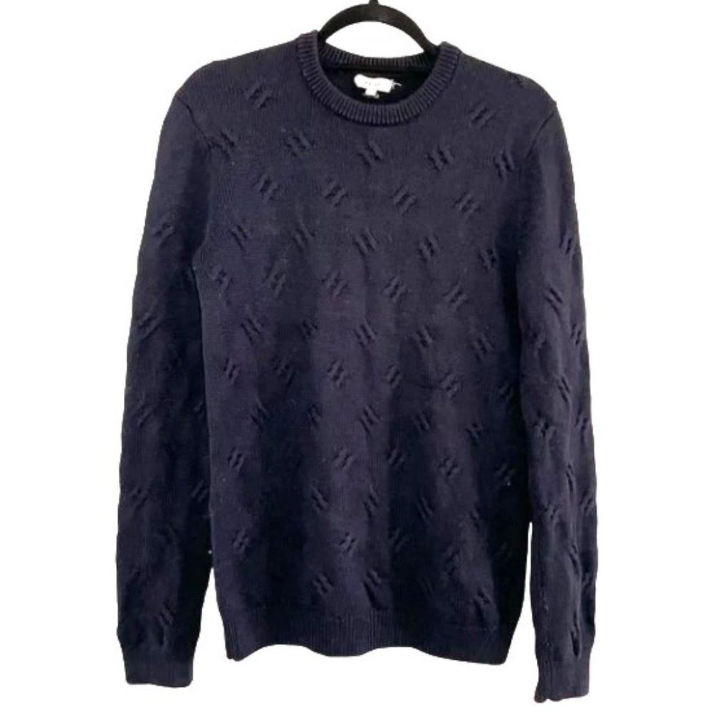 Men Reiss Textured Sweater Navy Blue, Small